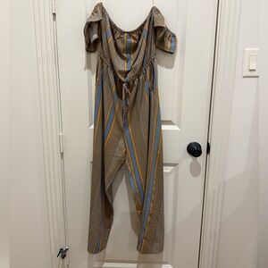 NWT Entro Draped Sleeves Striped Jumpsuit